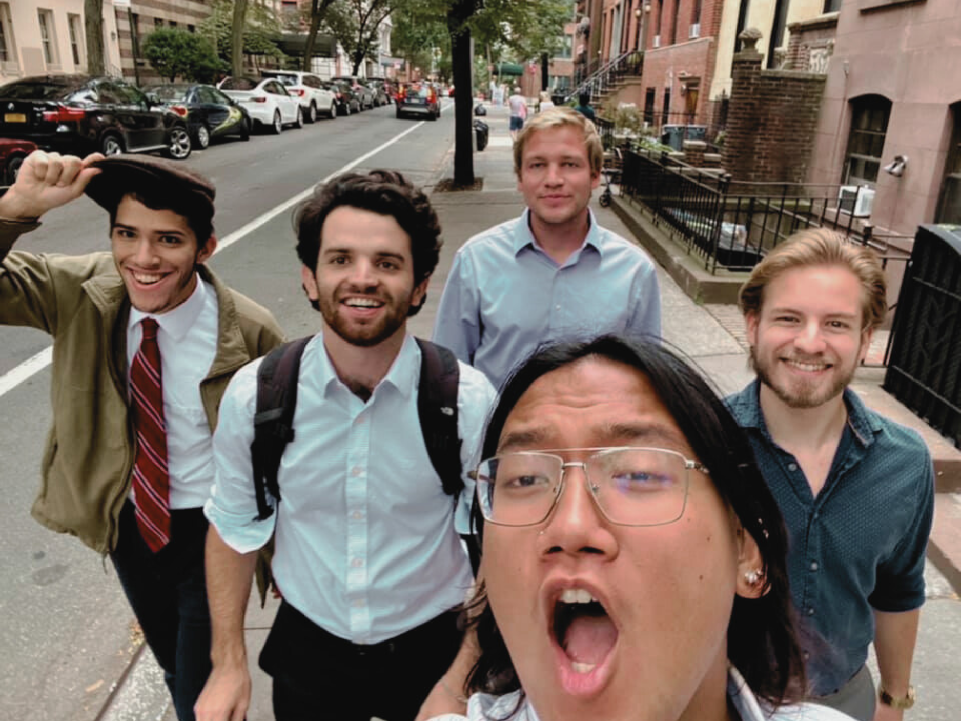 Male Seton Teaching Fellows walking New York